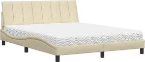 vidaXL ágy matraccal Hanko krém 160x200 cm szövet