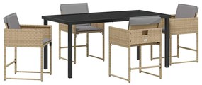 vidaXL Kert étkező szett párnával 5 pcs Bézs polirattan