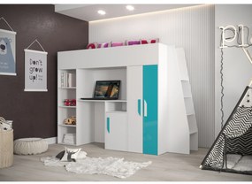 Kombinált gyerekágy 90 cm Puro 15 (matt fehér + fényes fehér + fényes türkiz). 1087094