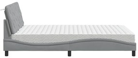 világosszürke szövet ágy matraccal 140x190 cm