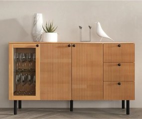 Norvik Bükk/Natúr polcos-fiókos komód, 160 cm