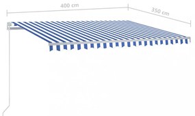 kék és fehér kézzel kihúzható napellenző 400 x 350 cm
