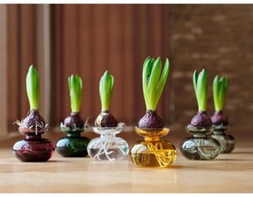 Zöld kézzel készített üveg váza (magasság 9 cm) Inu – Zone