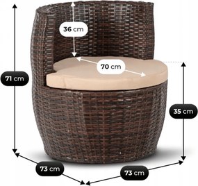 Kerti bútor szett barna/bézs színben – FRIO