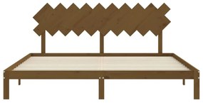 mézbarna tömör fa ágykeret fejtámlával 200 x 200 cm