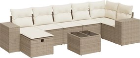 vidaXL 8 részes bézs polyrattan kerti ülőgarnitúra párnával