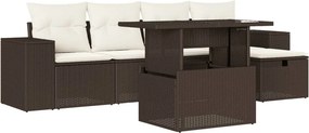 vidaXL 6 részes barna polyrattan kerti ülőgarnitúra párnával