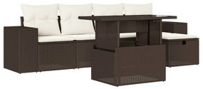 vidaXL 6 részes barna polyrattan kerti ülőgarnitúra párnával