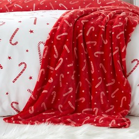 Karácsonyi mintás mikroplüss takaró 130x170 cm Candy Cane – Catherine Lansfield
