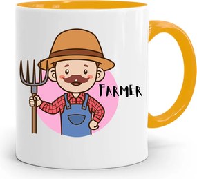 Gazdálkodóknak Sárga Ajándék Bögre Farmer nyomott mintával