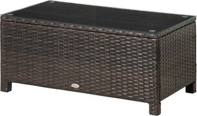 Outsunny Kerti Oldalsó Asztal Kávézó Asztal Terasz Asztal Polyrattan Barna 85 x 50 x 39 cm | Aosom