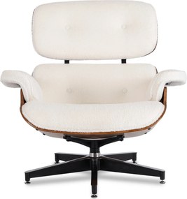 Pihenőfotel lábtartóval fehér bouclé kárpittal – PALERMO