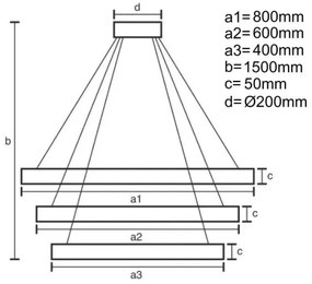 LED állítható fényerejű csillár kábellel LED/235W/230V 3000-6500K + DO