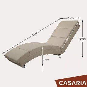 LONDON pihenő fotel masszázs- és fűtőfunkcióval, 186×55×89cm, bézs Casaria