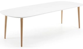 Fehér bővíthető étkezőasztal fehér asztallappal 100x160 cm Oqui – Kave Home