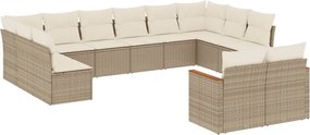 vidaXL 12 részes bézs polyrattan kerti ülőgarnitúra párnákkal