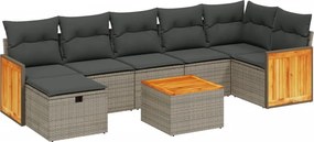 vidaXL 8 részes szürke polyrattan kerti ülőgarnitúra párnákkal