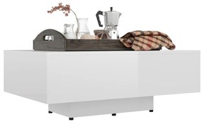 Magasfényű fehér szerelt fa dohányzóasztal 85 x 55 x 31 cm