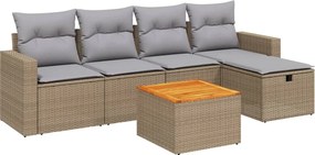 vidaXL 6 részes vegyes bézs polyrattan kerti ülőgarnitúra párnákkal
