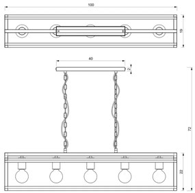 Csillár láncon ARNOLD 5xE27/60W/230V fekete