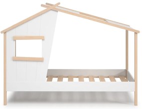 Fehér házikó alakú borovi fenyő gyerekágy 90x190 cm Luba – Marckeric