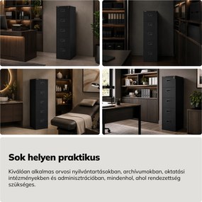 Fém kartotékszekrény fekete: SARA V5, 460 x 1625,5 x 600 mm