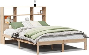 vidaXL tömör fenyőfa könyvespolcos ágy matrac nélkül 160 x 200 cm