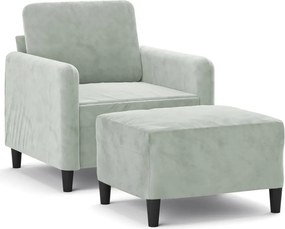 vidaXL világosszürke bársony kanapéfotel lábtartóval 60 cm