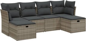 vidaXL 6 részes világosszürke polyrattan kerti ülőgarnitúra párnákkal