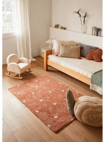 Téglavörös mosható kézi szövésű pamut gyerek szőnyeg 100x150 cm Mini Dot Chestnut – Lorena Canals