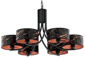 Jupiter 2108- Láncos csillár ARTHUR 6xE27/15W/230V fekete/narancssárga/márványhatás
