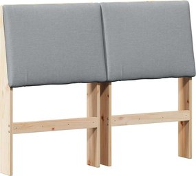 vidaXL Kárpitozott fejtámla Világosszürke 135 cm Tömör fenyőfa
