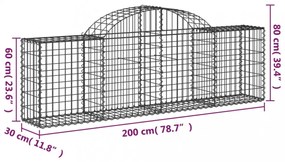 11 db íves horganyzott vas gabion kosár 200x30x60/80 cm