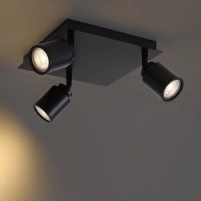 Modern fürdőszoba spotlámpa fekete négyzet alakú 3 lámpás IP44 - Ducha