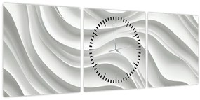 Kép - 3D fehér hullámok (órával) (90x30 cm)