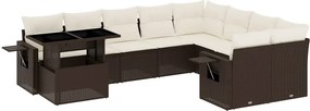vidaXL 10 részes barna polyrattan kerti ülőgarnitúra párnákkal