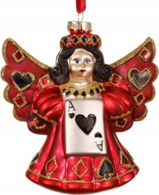 Angyalka gömb piros kártyával 13,5cm