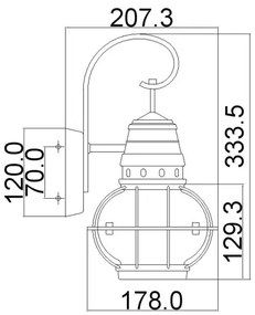 Kichler KL-BRIDGEPOINT-S-NBR - Kültéri lámpatest BRIDGEPOINT 1xE27/60W/230V IP44