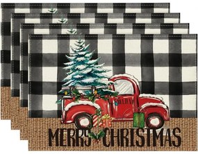 Karácsonyi asztali terítő MERRY CHRISTMAS 30x45 cm, fehér