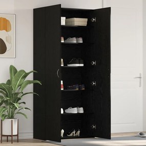 Cipőtároló Fekete Tölgy 80x35,5x180 cm Mérnöki Fa