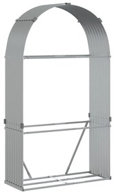 ezüstszínű horganyzott acél rönktartó 120 x 45 x 210 cm