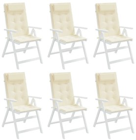 6 db krémszínű oxford-szövet magas háttámlájú székpárna