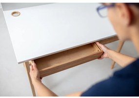 Luka szürke íróasztal kőrisfa lábakkal, hossz 85 cm - Ragaba