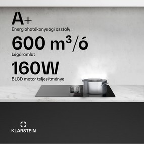 Klarstein AirJet Hybrid Down Air System, Indukciós főzőlap beépített páraelszívóval, 477 m³/h, EEK A+