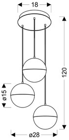LED Csillár zsinóron FURNI 3xLED/5W/230V arany
