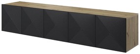 Asha fali TV-szekrény 200 cm Asha 200 cm - artisan /fekete matt