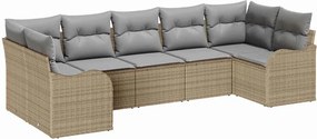 vidaXL Kerti Kanapé Szett 7 pcs bézs és világosszürke Poli rattan