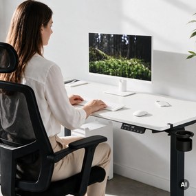 Elektromos íróasztal magasságállítással ergonomikus antracit-fehér, 1600x800 mm: ARIA