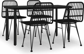 vidaXL 5 részes fekete polyrattan kerti étkezőgarnitúra