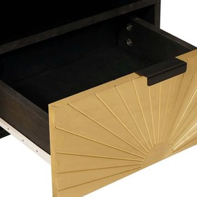 Dohányzóasztal Fekete és Arany 80 x 54 x 40 cm tömör mangófa